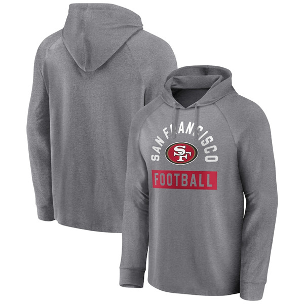 Men's San Francisco 49ers Heathered Gray No Time Off Raglan Pullover Hoodie